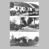 079-0013 Alte Postkarte von Poppendorf mit dem Gasthaus, der Dorfstrasse und der Schule.jpg